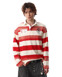 washed striped rugby polo long sleeve