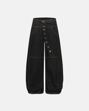Button Detail Raw Baggy Jeans | Inflation Streetwear
