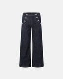 button detail raw wide-leg jeans front and back view