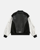 Faux Leather Cross Embroidery Bomber Jacket | Inflation Streetwear