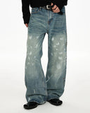 Acid Wash Beaded Studded Flared Baggy Jeans | Inflation Streetwear