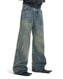 Acid Wash Beaded Studded Flared Baggy Jeans | Inflation Streetwear