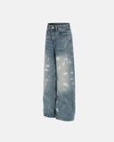 Acid Wash Beaded Studded Flared Baggy Jeans | Inflation Streetwear