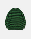 Green Striped Fuzzy Knit Sweater | Inflation Streetwear