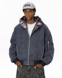 Faux Fur Lined Pearl-Embellished Hooded Jacket | Inflation Streetwear