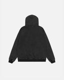 Chain Acid Wash Zip Up Jacket With Fur Collar | Inflation Streetwear