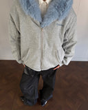 Baby Blue Faux Fur Jacket | Inflation Streetwear