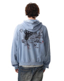 Graffiti Character Distressed Washed Zip Hoodies | Inflation Streetwear