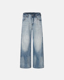 cinch back loose straight jeans rear view