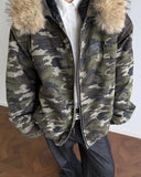 Detachable Faux Fur Camo Bomber Jacket | Inflation Streetwear