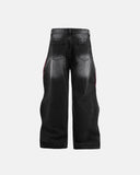 Flame Graphic Rhinestone Barrel Jeans | Inflation Streetewear