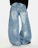 Acid Washed Whisker Clasp Barrel Jeans | Inflation Streetwear