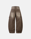 Brown Acid Wash Barrel Jeans | Inflation Streetwear