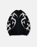 Tribal Flame Jacquard Zip Knit Cardigan | Inflation Streetwear