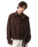 Distressed Dirty Wash Plaid Long Sleeve Shirt | Inflation Streetwear