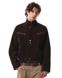 Cropped Suede Cotton Padded Jacket | Inflation Streetwear