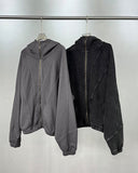 Distressed Stiching Aicd Wash Zip Up Hoodies | Inflation Streetwear