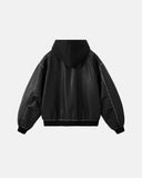 Faux Leather Hooded Bomber Jacket| Inflation Streetwear