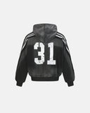 Striped Side Acid Wash Zip Up Jacket | Inflation Streetwear