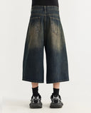 Acid Washed Longline Baggy Denim Jorts | Inflation Streetwear