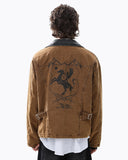 Retro Horse Graphic Clasp Cotton Jacket | Inflation Streetwear