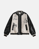 Totem Embroidered PU Sleeve Varsity Jacket | Inflation Streetwear