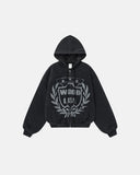 Acid Washed Graphic Cotton Padded Jacket | Inflation Streetwear