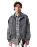 Acid Washed Fireman Clasp Denim Jacket | Inflation Streetwear