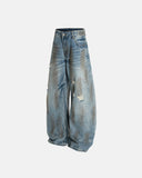 Mud Wash Ripped Barrel Jeans | Inflation Streetwear