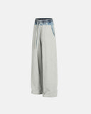 Denim Patchwork Straight Leg Sweatpant | Inflation Streetwear