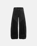 Black Patchwork Barrel Jeans | Inflation Streetwear