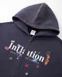 Graphic Acid Washed Zip Up Hoodies | Inflation Streetwear