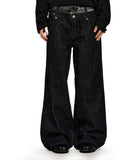 Double Waist Raw Denim Straight Leg Jeans | Inflation Streetwear