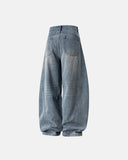 Black denim wide-leg jeans rear detail