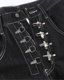 Black Metal Clasp Baggy Jeans | Inflation Streetwear
