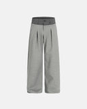 Double Waist Checkered Straight Leg Sweatpant