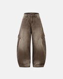 Brown Acid Wash Barrel Jeans | Inflation Streetwear