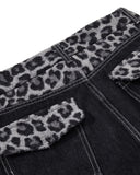 Leopard Patchwork Raw Straight-leg Jeans | Inflation Streetwear