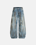Mud Wash Ripped Barrel Jeans | Inflation Streetwear