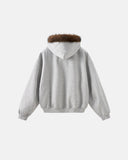 Faux Fur Collar Zip Up Hoodie Jacket  | Inflation Streetwear