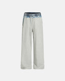 Denim Patchwork Straight Leg Sweatpant | Inflation Streetwear
