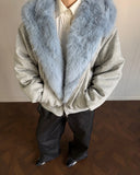 Baby Blue Faux Fur Jacket | Inflation Streetwear