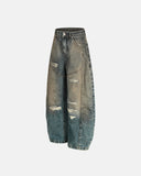Dirty Ripped Barrel Jeans | Inflation Streetwear