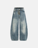 Aicd Washed Whisker Clasp Barrel Jeans | Inflation Streetwear