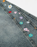 Floral Embroidered Long Baggy Jorts | Inflation Streetwear