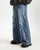 Blue Frayed Acid Wash Pants | Inflation Streetwear