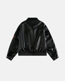 Embroidery Faux Leather Racing Jacket | Inflation Streetwear