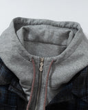 Retro Plaid Layered Hooded Padded Jacket | Inflation Streetwear