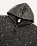 Distressed Washed Fleece Rhinestone Zip Up Hoodies | Inflation Streetwear