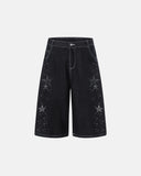Star Rhinestone Denim Shorts | Inflation Streetwear